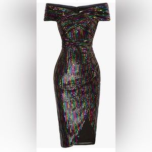 Multicolor sequined cocktail dress
